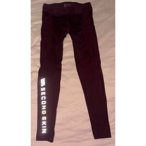 Second Skin Women's Burgundy Compression Activewear Leggings, Medium